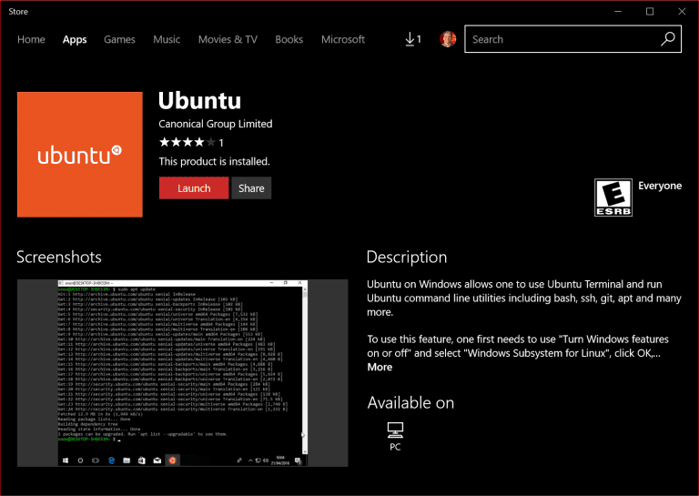 Ubuntu is nu beschikbaar in de Windows Store