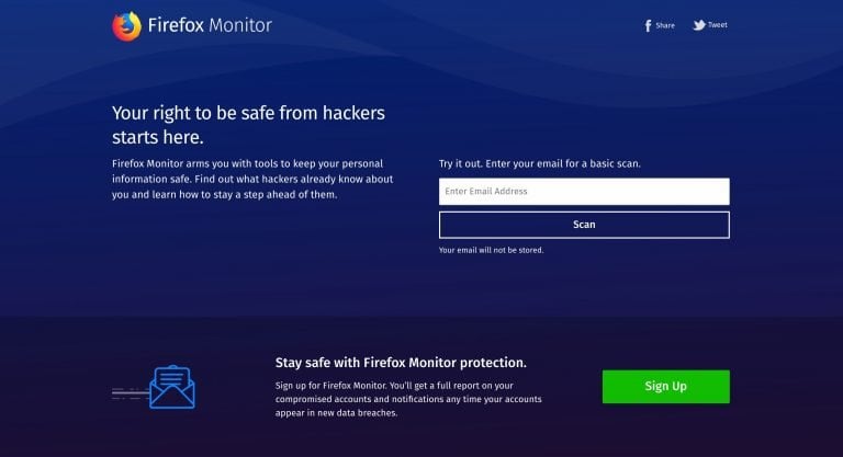 Firefox Monitor controleert of je gegevens onderdeel zijn van een datalek