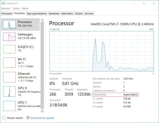 virtualisatie ingeschakeld