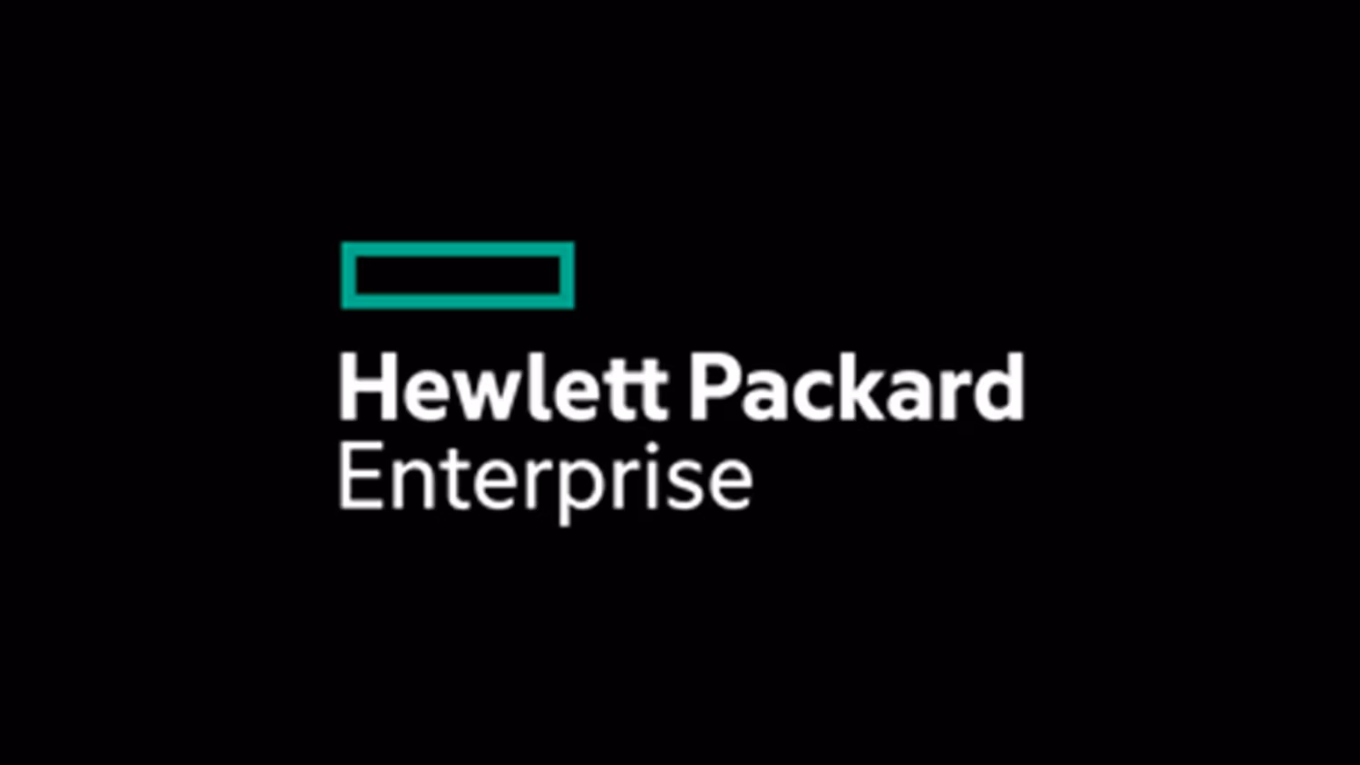 HPE-logo-legal-dark-background-16-9 Hewlett Packard Enterprise-logo met een groene rechthoek boven de bedrijfsnaam op een zwarte achtergrond.