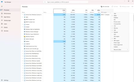 Windows Taakbeheer houdt nu AI-workloads in de gaten